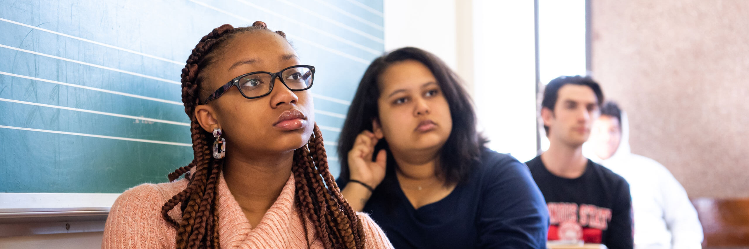 Students pay close attention during a class.